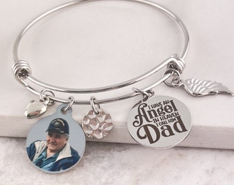 Angel in Heaven I Call Him Dad custom photo bracelet, memorial bracelet, remembrance jewelry, loss of father