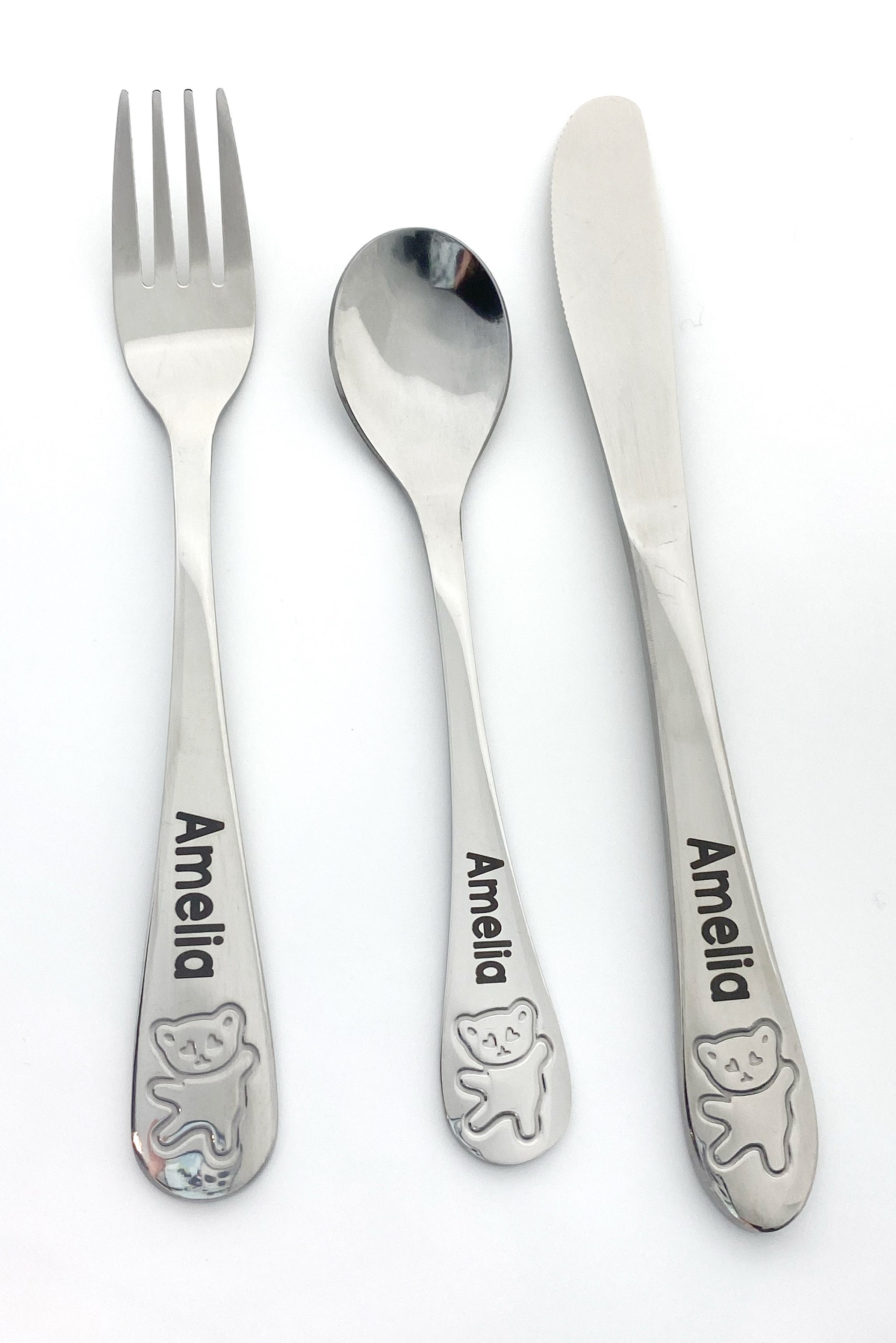 Personalized Stainless Steel 3 piece Child's Utensil Set Etsy