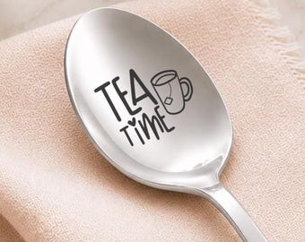 Engraved Stainless Steel Tea Time Spoon with personalized options