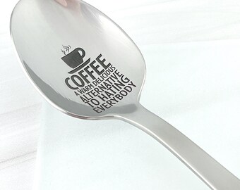 Coffee Saves Lives Engraved Spoon, 18/0 Stainless Steel Heavy Weight Spoon, morning fuel, caffeine, morning coffee, my coffee spoon