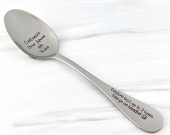 Personalized Stainless Steel Spoon, customized spoon, ice cream, peanut butter, cereal, retirement gift, birthday gift, best gift