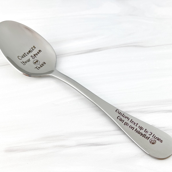 Personalized Stainless Steel Spoon, customized spoon, ice cream, peanut butter, cereal, retirement gift, birthday gift, best gift