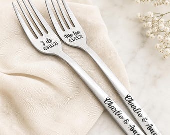 Personalized Wedding Forks: I Do Me Too Cake Forks - Custom Date & Names