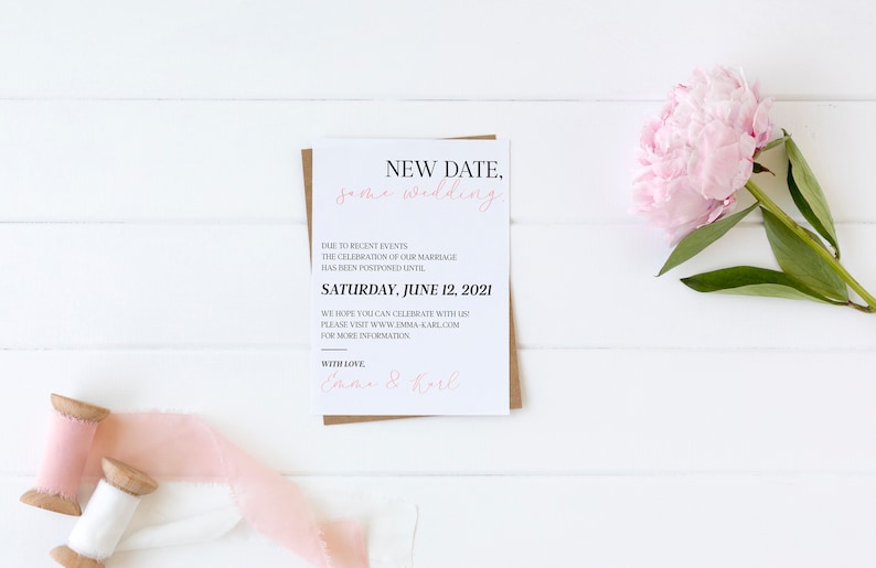 New Wedding Date Postponed Wedding COVID Wedding Card Save Our New Date Wedding Date Change Wedding Announcement Wedding Update Card