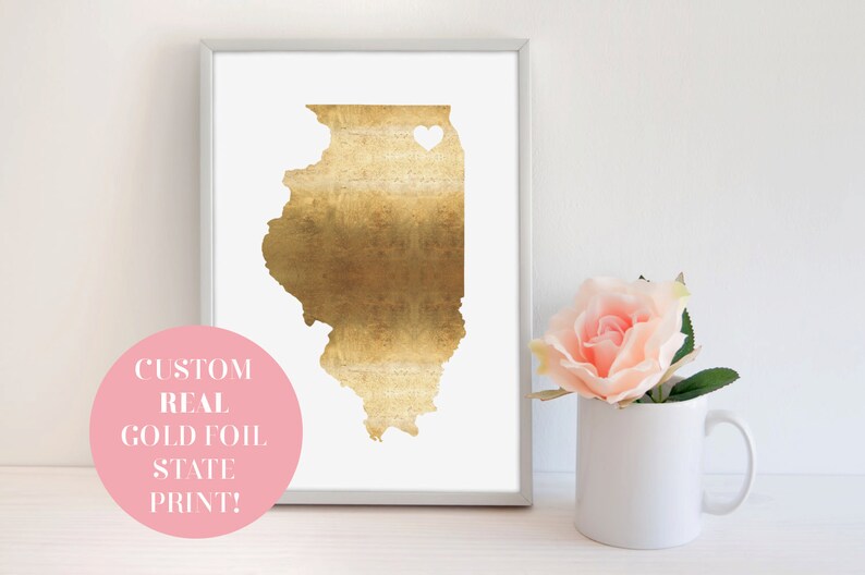 Custom Real Gold Foil State Print for Kristen