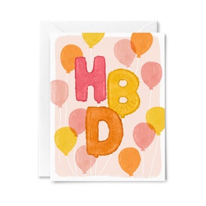 Birthday Balloon Card, Illustrated Card, Modern Birthday Card, Balloon Greeting Card, Sister Birthday Card, Mom Birthday Card, Cute Birthday