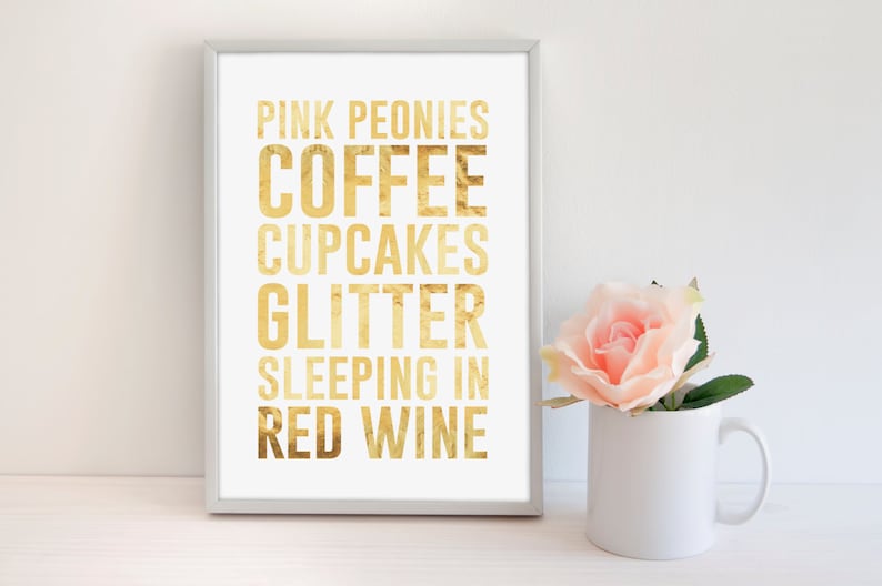 Its Coffee Time Quote Print Poster Rose Gold Wall Art