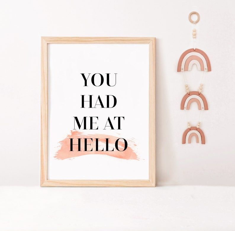 you had me at hello bedroom wall art typography print quote etsy