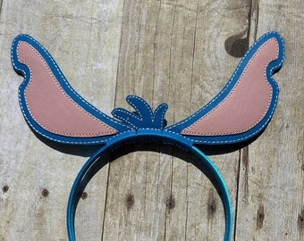 Blue Alien Mouse Ears Headband  Embroidered