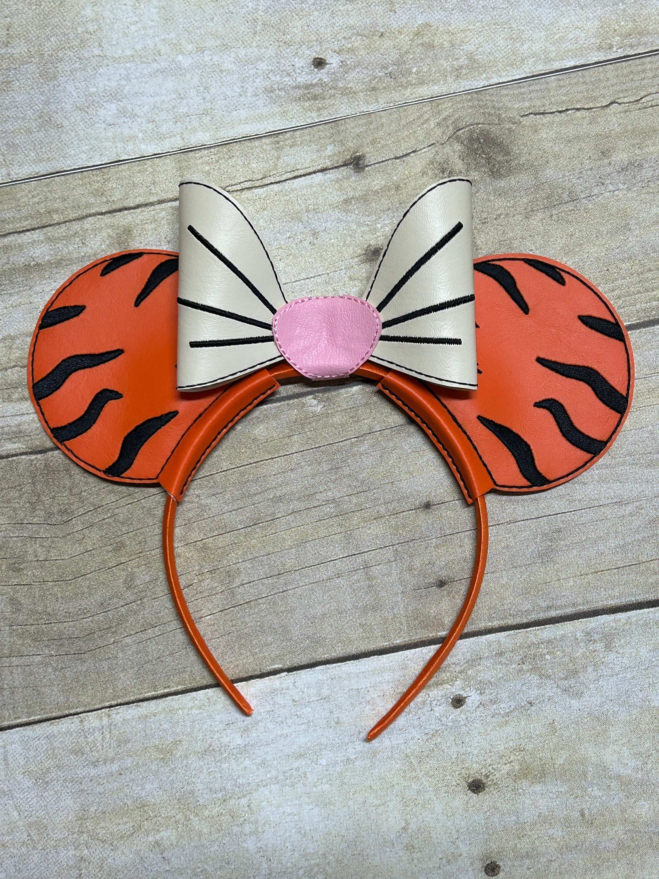 Orange Tiger Mouse Ears Headband Embroidered - Etsy