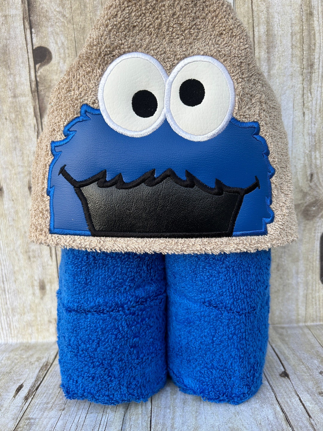 Blue Monster Applique Hooded Bath Beach Pool Towel Cover up Etsy