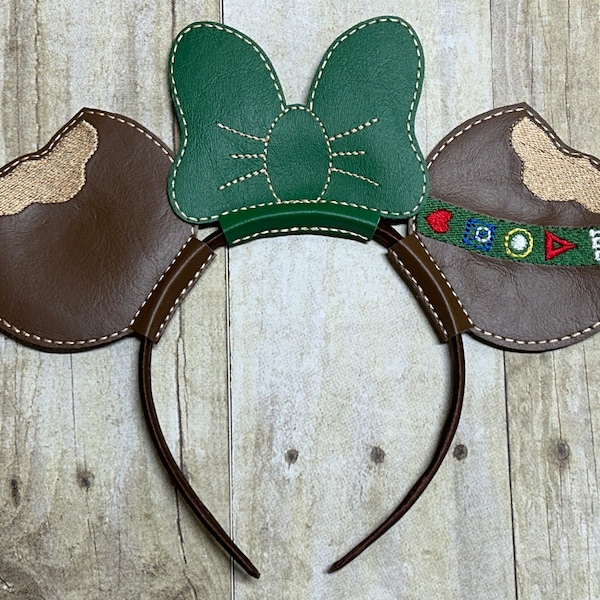 Peanut Butter Cookie Mouse Ears Headband  Embroidered