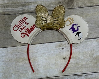 Chillin Like a Villian Mouse Ears Headband  Embroidered