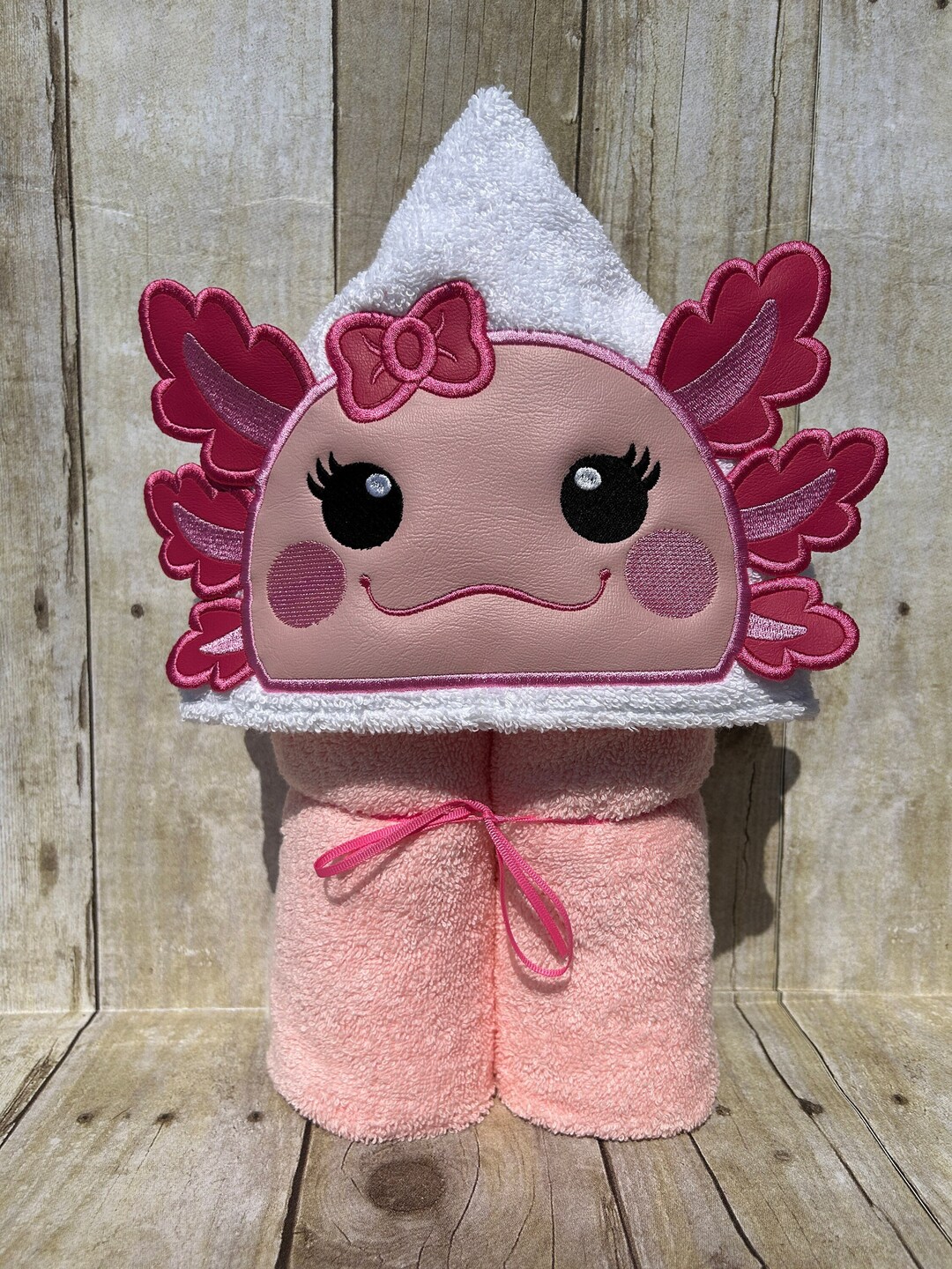 Axolotl Applique Hooded Bath Beach Pool Towel Cover up Etsy