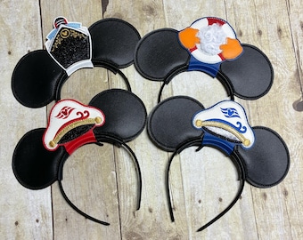 Cruise Hat Mr or Miss, Ship, Duck Butt, Mouse Ears Headband Embroidered