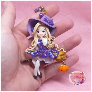 witch necklace in fimo, polymer clay