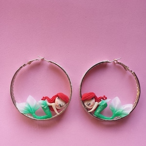 Ariel rings earrings fimo, polymer clay