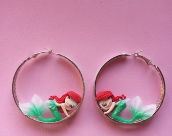 Ariel rings earrings fimo, polymer clay
