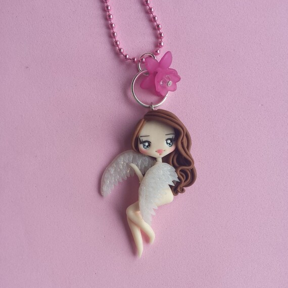 Items similar to Little angel necklace in fimo, polymer clay on Etsy