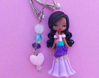 Esmeralda de boucles d’oreilles en pâte fimo, pâte polymère