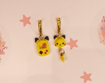 Pikachu earrings in Fimo, polymer clay