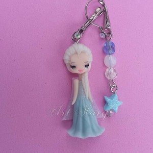 Earrings Elsa frozen in fimo, polymer clay