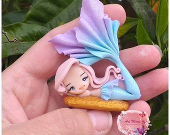 Figurine mermaid in fimo, polymer Clay