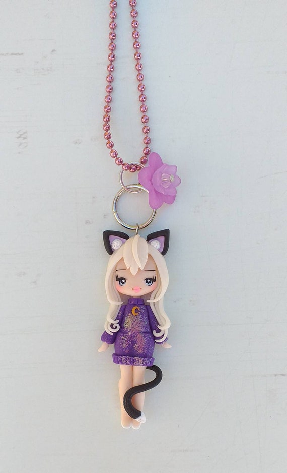Necklace Cat In Fimo Polymer Clay Etsy