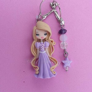 Brincos Rapunzel em fimo, argila polimérica