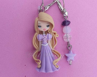 Pendientes Rapunzel en fimo, arcilla polimérica