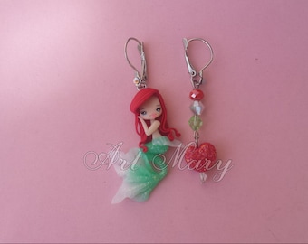 Ariel earrings in fimo, polymer clay