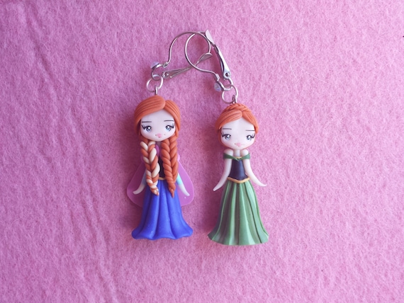 Earrings Anna frozen in fimo polymer clay