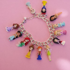 Bracelet with disney princesses in fimo, polymer clay