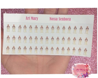 stickers resined with Our Lady for fimo