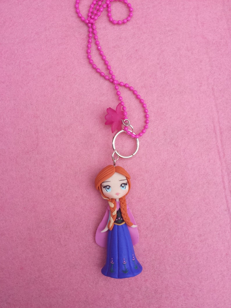 Anna Necklace the frozen film fimo, polymer clay image 1