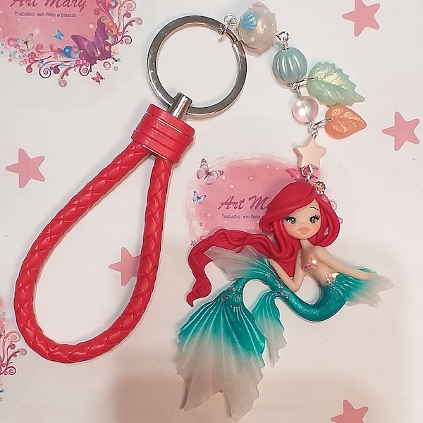keychains mermaid in fimo,  polymer clay