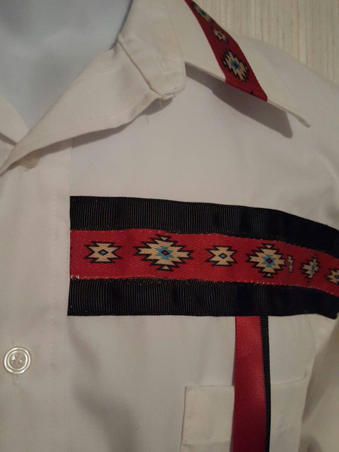 Large Native American white Ribbon shirt men's regalia Etsy