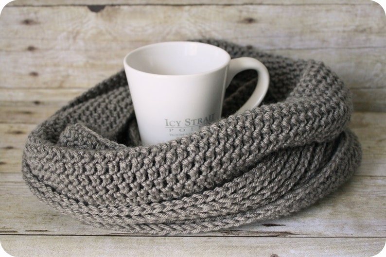 Men's or Women's Knit-like Ribbed Infinity Scarf in Greybeard image 1