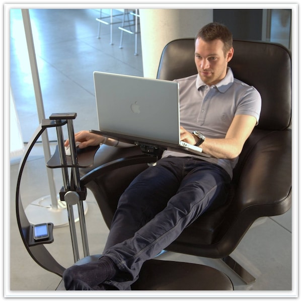 Lounge-wood - Ergonomic workplace designed for Laptops and iPad. Made by wood Inox Steel, Aluminium. 100% Made in Italy