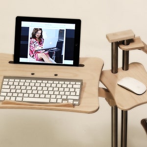 Lounge-wood Ergonomic workplace designed for Laptops and iPad. Made by wood Inox Steel, Aluminium. 100% Made in Italy image 5