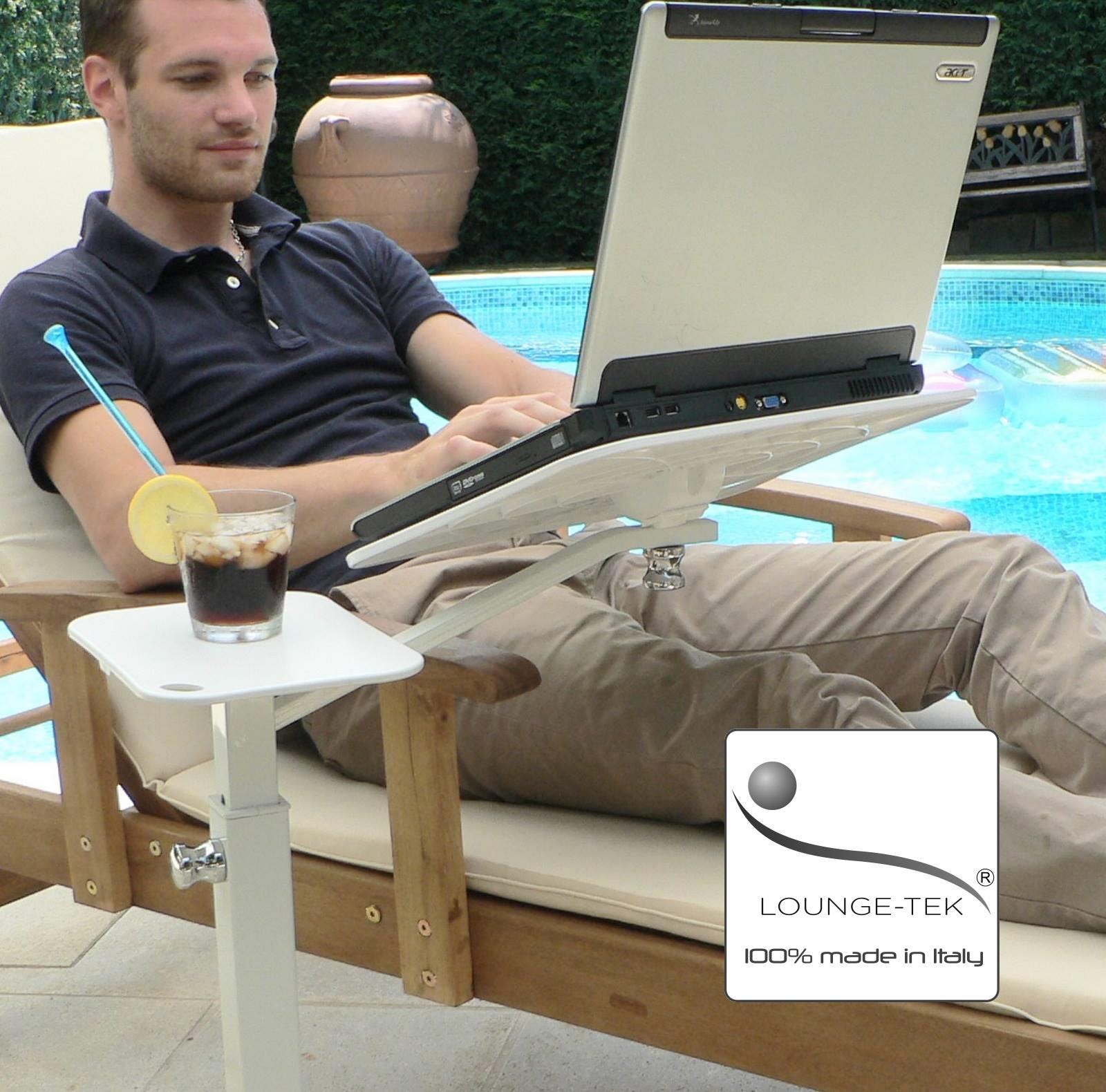 Lounge-book White - Ergonomic Laptop Stand  for armchair, sofa, bed. 100% Made in Italy