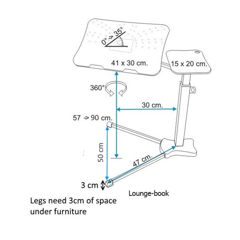 Supporto ergonomico per Notebook e Tablet completamente regolabile Lounge-book Crystal. 100% Made in Italy immagine 3