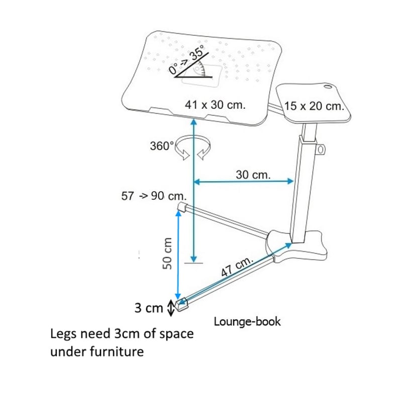 Lounge-book White Supporto Stand per Laptop e Notebook da pavimento. Ergonomia e Comfort. 100% Made in Italy immagine 3