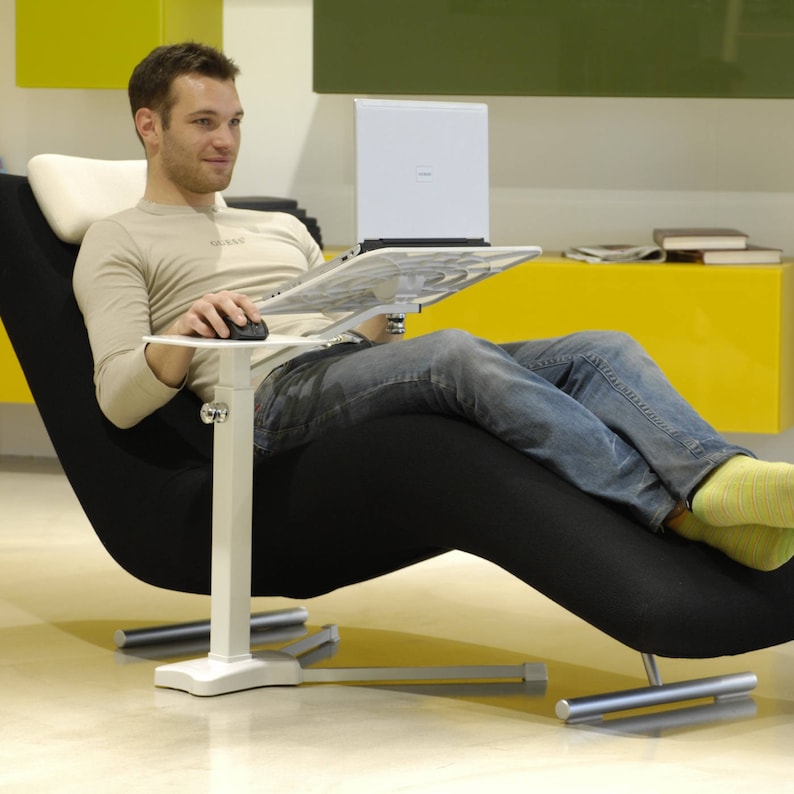 Lounge-book White Supporto Stand per Laptop e Notebook da pavimento. Ergonomia e Comfort. 100% Made in Italy immagine 5