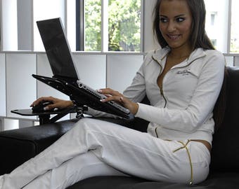 Lounge-book Black. Fully Adjustable Laptop table for sofa armchair, bed. 100% Made in Italy