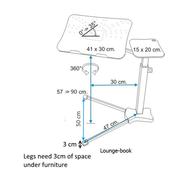 Lounge-book Crystal White. Supporto per Tablet e Laptop da divano. 100% Made in Italy immagine 3