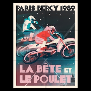 1989 Paris Supercross. La Bête et Le poulet “The beast and the chicken” Poster.
