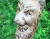 Wood Walking Stick, Wood Spirit Carving, Wood Sculpture, Perfect Wood Gift, Hand Carved, Hiking Stick, by Josh Carte, Staff, Cane, Wood Art
