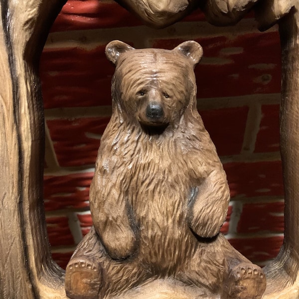 Bär Kettensäge Carving Bear Holzschnitzerei Wand Kunst Dekor Holz Bär personalisierte Geschenk für ihn Hand geschnitzte Kunst Bär Skulptur Cabin Decor