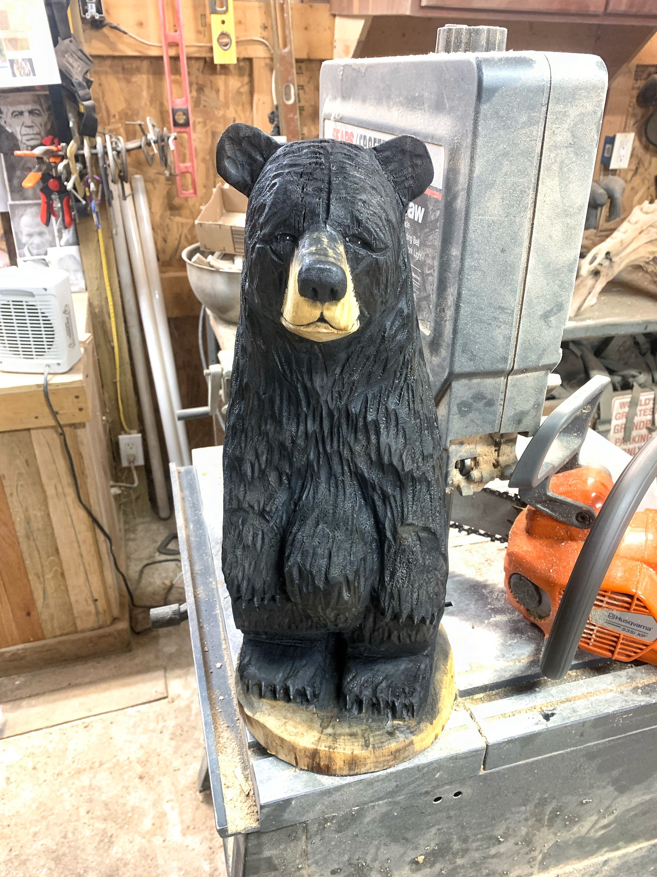 Bear Chainsaw Carving, Bear Wood Carving, Wooden Bear, Hand Carved Wood